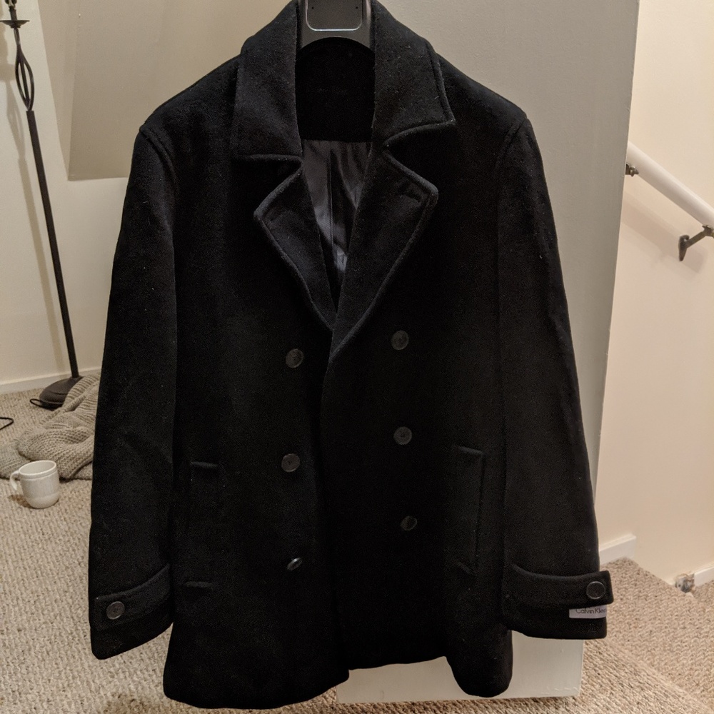Calvin Klein Men's Small Peacoat (Black)